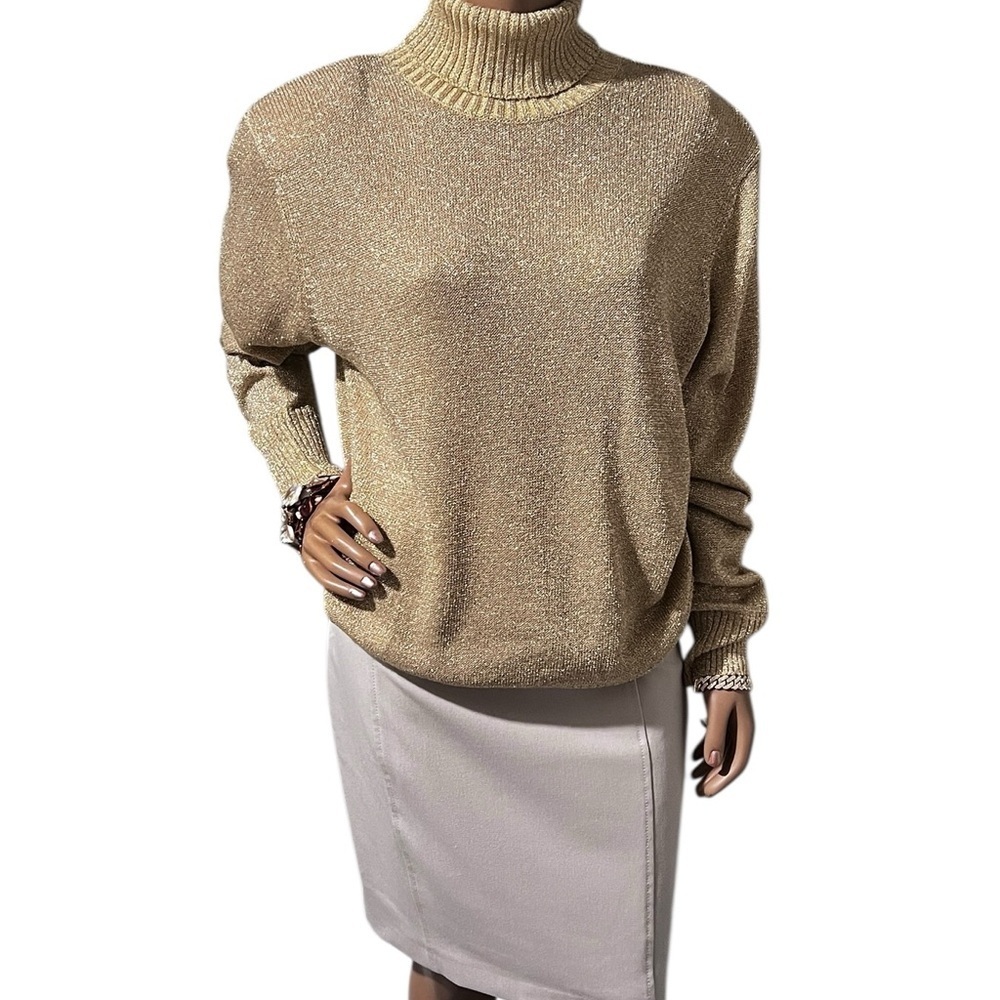 Gold Turtleneck Sweater Westbound style Chic and Y2K Vibes. Excellent C ☑️ - Picture 9 of 10